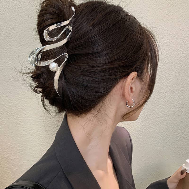 Metallic Abstract Design Hair Claw