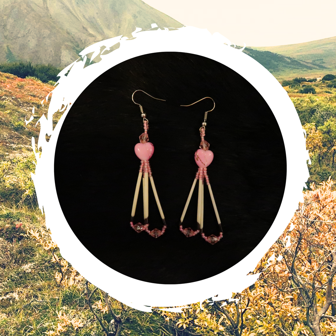 Katie Waska - Pink Heart Porcupine Earring