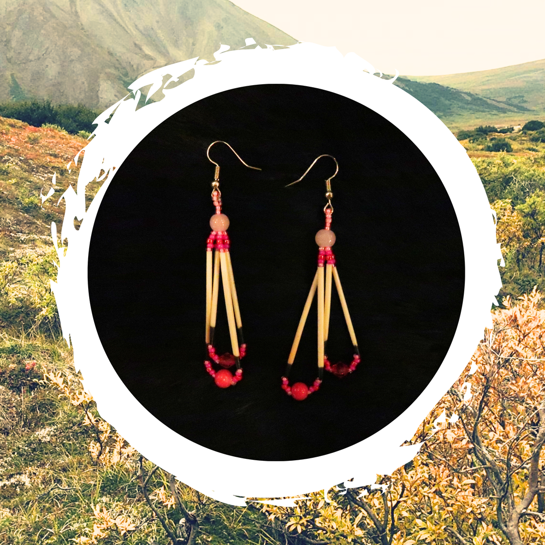 Katie Waska - Pink Porcupine Earrings