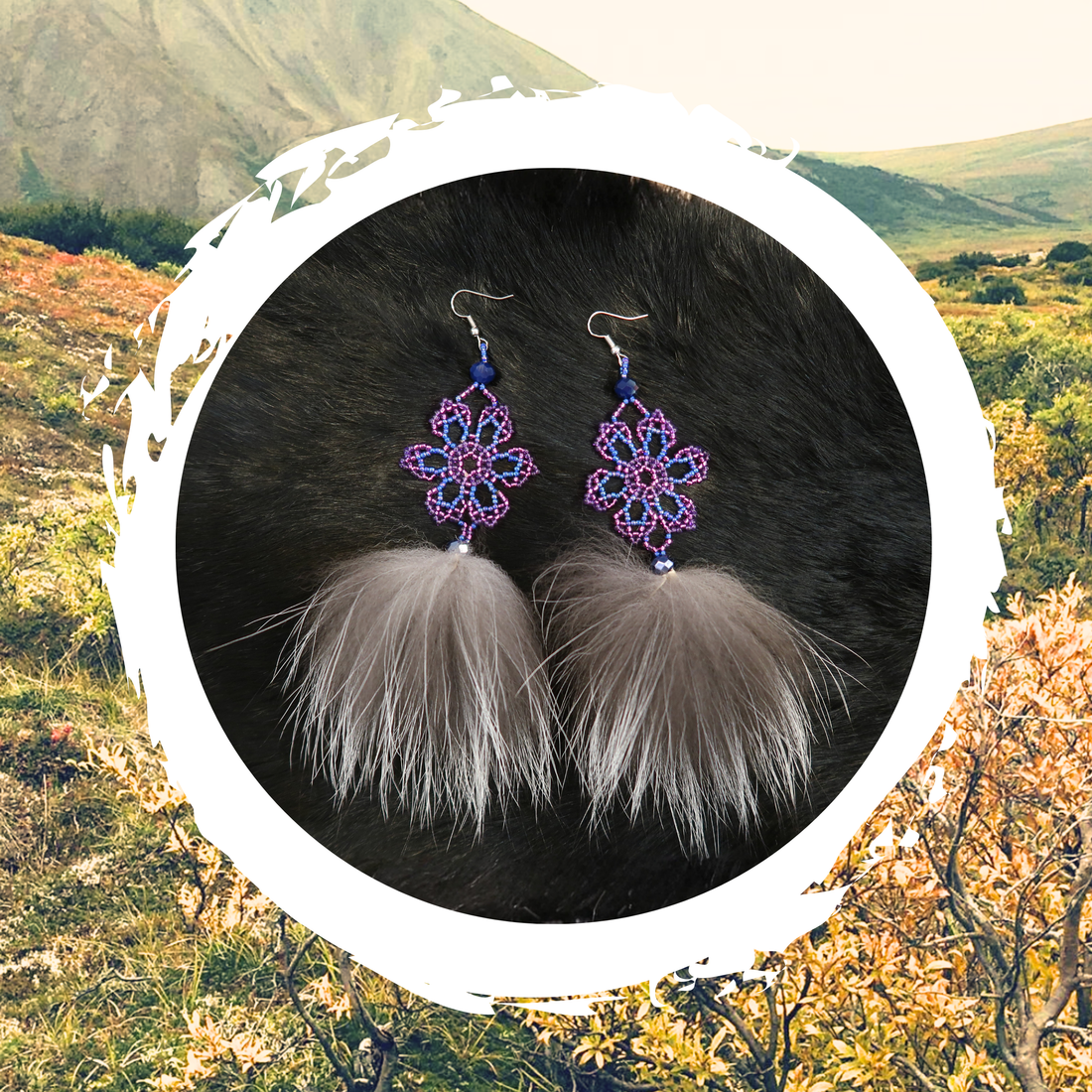 Katie Waska - Purple PomPom Earrings