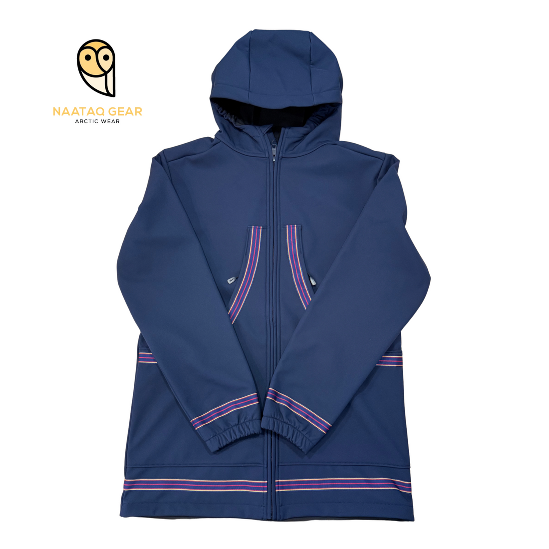 Navy-Fleece Lined Siku Jacket - Stripe Trim (Unisex)