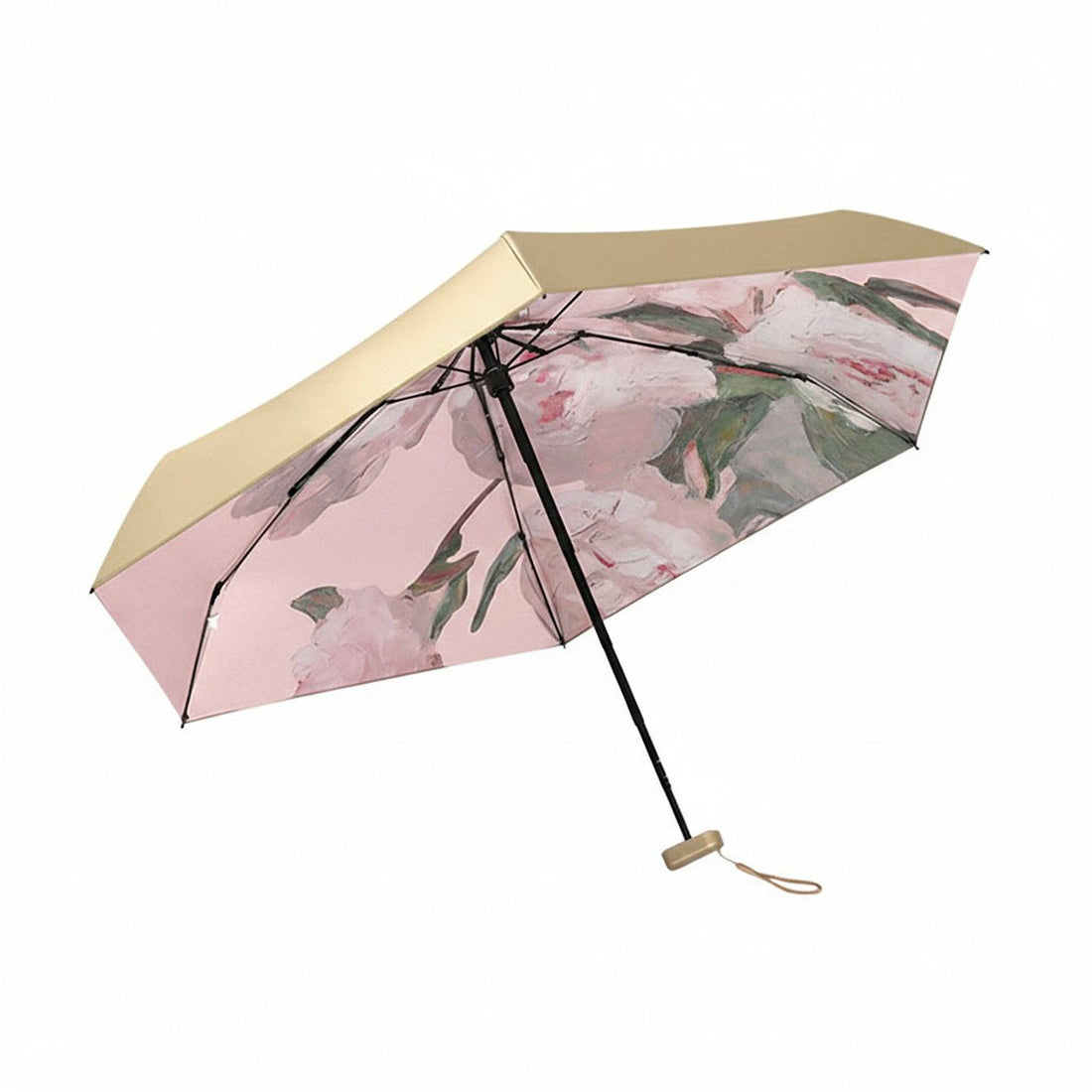 Floral Interior Compact Folding Umbrella with Automatic Open Wind Resistant Frame