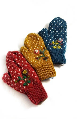 Wool Knit Tik Tik Mitten, fleece lined