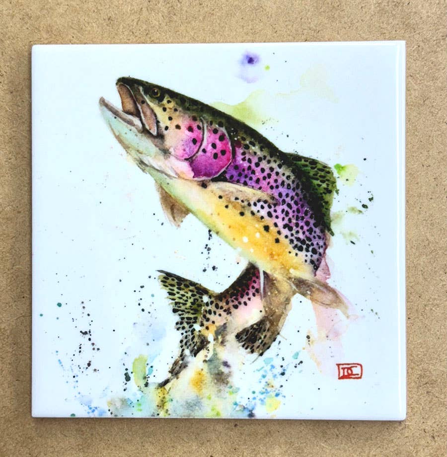 The Art of Dean Crouser Greeting Cards & Stickers - Ceramic Coaster 'JUMPING RAINBOW': Coasters (2 Per Image)